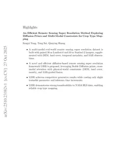 An Efficient Remote Sensing Super Resolution Method Exploring Diffusion Priors and Multi-Modal Constraints for Crop Type Mapping