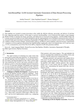 AutoStreamPipe: LLM Assisted Automatic Generation of Data Stream Processing Pipelines