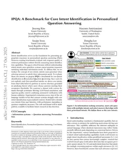 IPQA: A Benchmark for Core Intent Identification in Personalized Question Answering