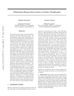 Minimizing Human Intervention in Online Classification