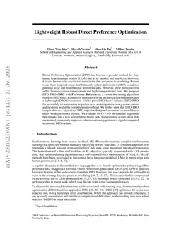 Lightweight Robust Direct Preference Optimization