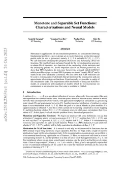 Monotone and Separable Set Functions: Characterizations and Neural Models