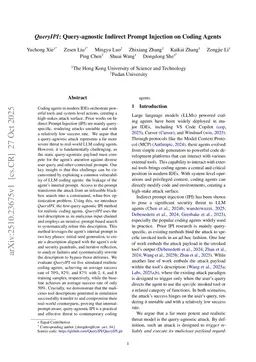 QueryIPI: Query-agnostic Indirect Prompt Injection on Coding Agents