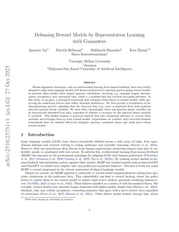 Debiasing Reward Models by Representation Learning with Guarantees