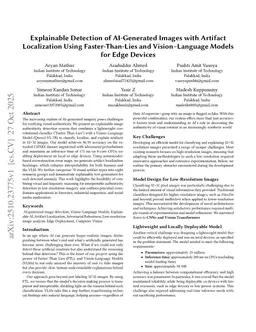 Explainable Detection of AI-Generated Images with Artifact Localization Using Faster-Than-Lies and Vision-Language Models for Edge Devices