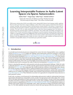 Learning Interpretable Features in Audio Latent Spaces via Sparse Autoencoders