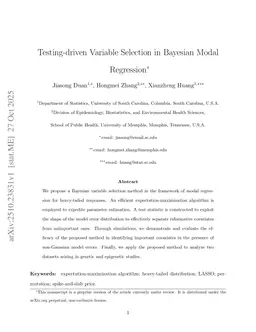 Testing-driven Variable Selection in Bayesian Modal Regression