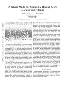 A Neural Model for Contextual Biasing Score Learning and Filtering