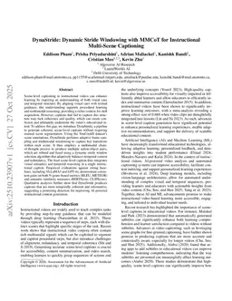 DynaStride: Dynamic Stride Windowing with MMCoT for Instructional Multi-Scene Captioning