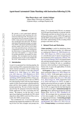 Agent-based Automated Claim Matching with Instruction-following LLMs