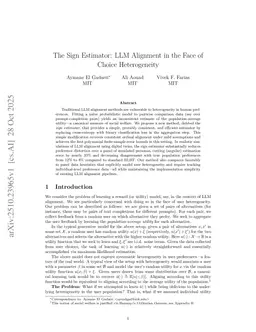 The Sign Estimator: LLM Alignment in the Face of Choice Heterogeneity