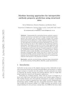 Machine learning approaches for interpretable antibody property prediction using structural data