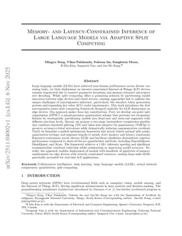 Memory- and Latency-Constrained Inference of Large Language Models via Adaptive Split Computing