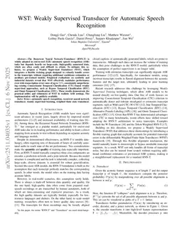 WST: Weakly Supervised Transducer for Automatic Speech Recognition