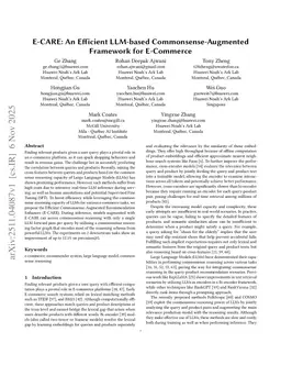 E-CARE: An Efficient LLM-based Commonsense-Augmented Framework for E-Commerce