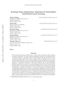 Exchange Policy Optimization Algorithm for Semi-Infinite Safe Reinforcement Learning