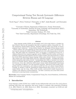Computational Turing Test Reveals Systematic Differences Between Human and AI Language