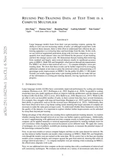 Reusing Pre-Training Data at Test Time is a Compute Multiplier