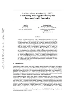 Monitor-Generate-Verify (MGV): Formalising Metacognitive Theory for Language Model Reasoning