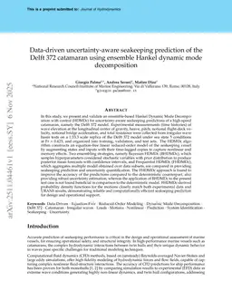 Data-driven uncertainty-aware seakeeping prediction of the Delft 372 catamaran using ensemble Hankel dynamic mode decomposition