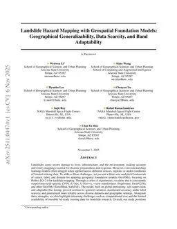 Landslide Hazard Mapping with Geospatial Foundation Models: Geographical Generalizability, Data Scarcity, and Band Adaptability