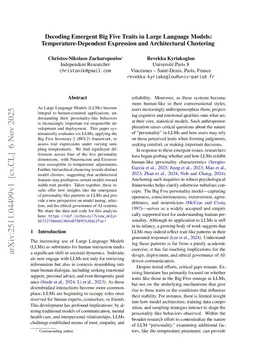 Decoding Emergent Big Five Traits in Large Language Models: Temperature-Dependent Expression and Architectural Clustering