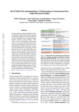 RUST-BENCH: Benchmarking LLM Reasoning on Unstructured Text within Structured Tables