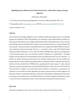 Optimizing Sensor Placement in Urban Storm Sewers: A Data-Driven Sparse Sensing Approach