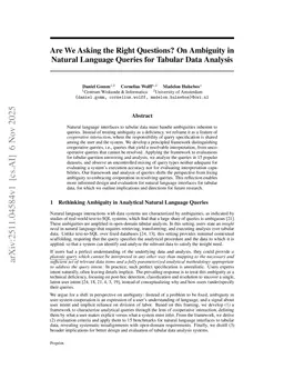 Are We Asking the Right Questions? On Ambiguity in Natural Language Queries for Tabular Data Analysis