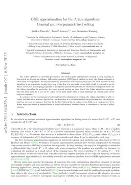 ODE approximation for the Adam algorithm: General and overparametrized setting