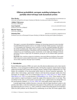 Efficient probabilistic surrogate modeling techniques for partially-observed large-scale dynamical systems