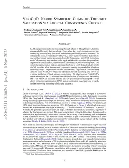 VeriCoT: Neuro-symbolic Chain-of-Thought Validation via Logical Consistency Checks