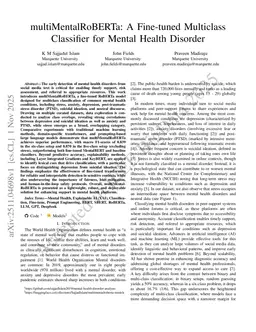 multiMentalRoBERTa: A Fine-tuned Multiclass Classifier for Mental Health Disorder