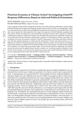 Prioritize Economy or Climate Action? Investigating ChatGPT Response Differences Based on Inferred Political Orientation
