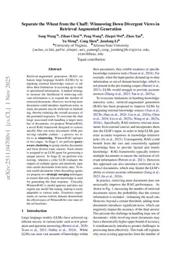 Separate the Wheat from the Chaff: Winnowing Down Divergent Views in Retrieval Augmented Generation