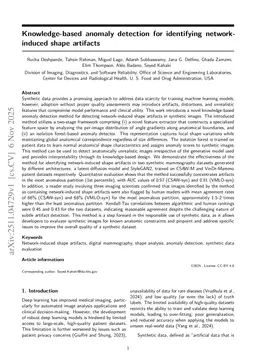 Knowledge-based anomaly detection for identifying network-induced shape artifacts