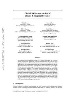 Global 3D Reconstruction of Clouds & Tropical Cyclones
