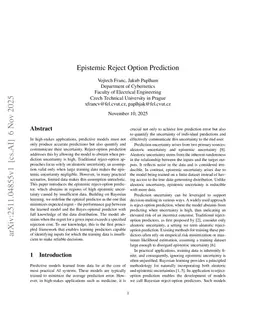 Epistemic Reject Option Prediction