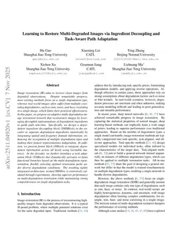 Learning to Restore Multi-Degraded Images via Ingredient Decoupling and Task-Aware Path Adaptation