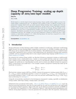 Deep Progressive Training: scaling up depth capacity of zero/one-layer models