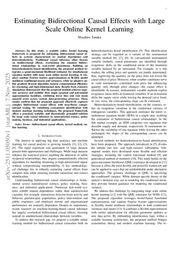 Estimating Bidirectional Causal Effects with Large Scale Online Kernel Learning