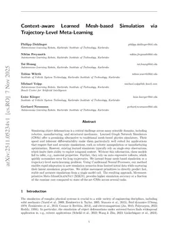 Context-aware Learned Mesh-based Simulation via Trajectory-Level Meta-Learning