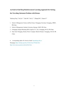An End-to-End Deep Reinforcement Learning Approach for Solving the Traveling Salesman Problem with Drones