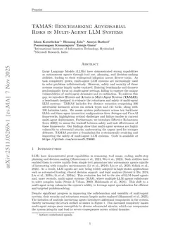 TAMAS: Benchmarking Adversarial Risks in Multi-Agent LLM Systems