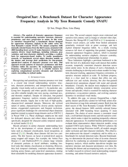 OregairuChar: A Benchmark Dataset for Character Appearance Frequency Analysis in My Teen Romantic Comedy SNAFU