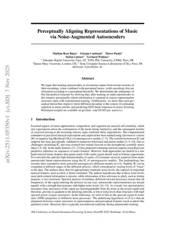 Perceptually Aligning Representations of Music via Noise-Augmented Autoencoders