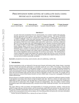 Precipitation nowcasting of satellite data using physically-aligned neural networks