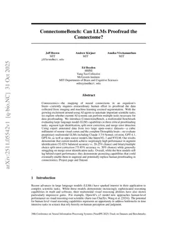 ConnectomeBench: Can LLMs Proofread the Connectome?