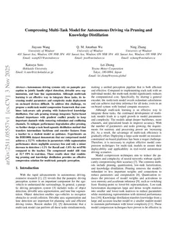 Compressing Multi-Task Model for Autonomous Driving via Pruning and Knowledge Distillation