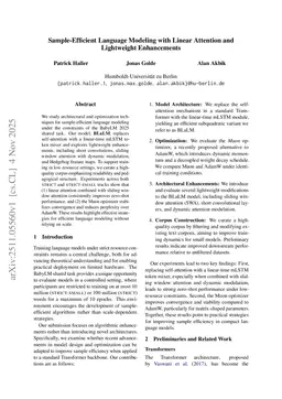 Sample-Efficient Language Modeling with Linear Attention and Lightweight Enhancements